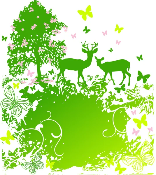 Spring wildlife in the country — Stock Vector