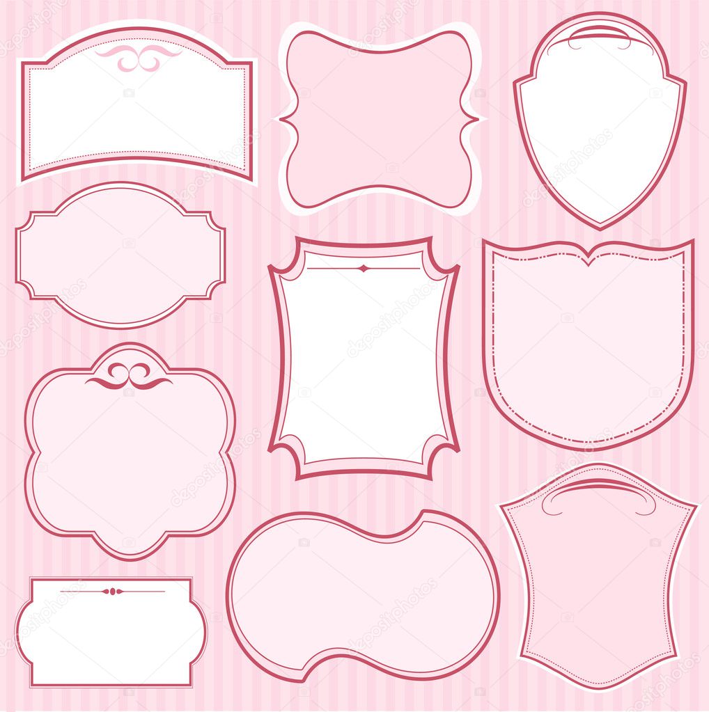 Set of pink vector frames