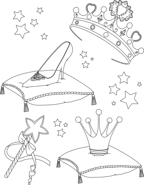 Princesa Collectibles colorir página — Vetor de Stock