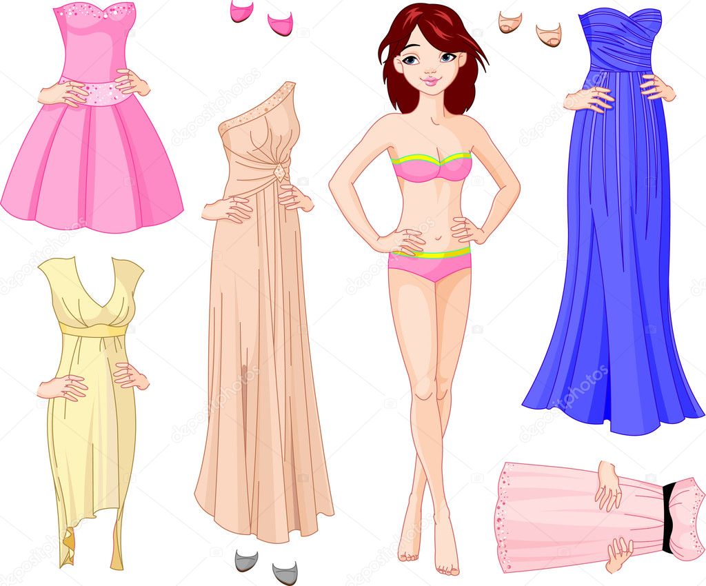 Dress up doll vector illustration © Dazdraperma (#7028553)