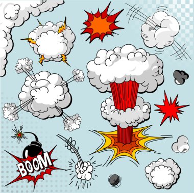 Comic book explosion elements clipart