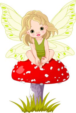 Baby Fairy on the Mushroom clipart