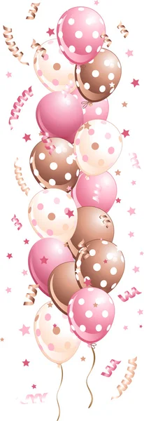 在行中粉红色节日气球 — 图库矢量图片
