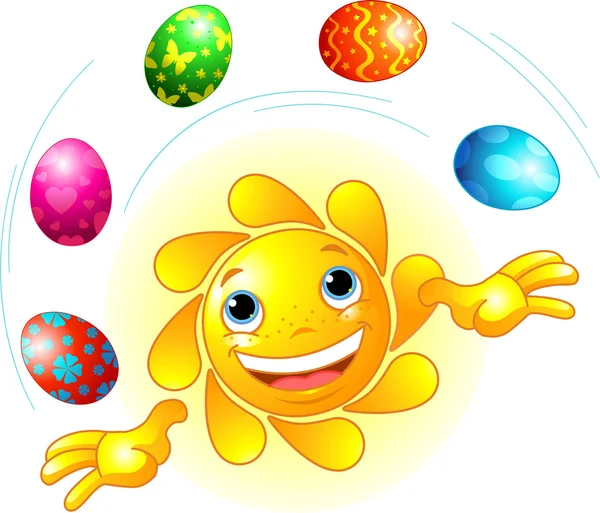 可爱复活节太阳玩杂耍 — 图库矢量图片