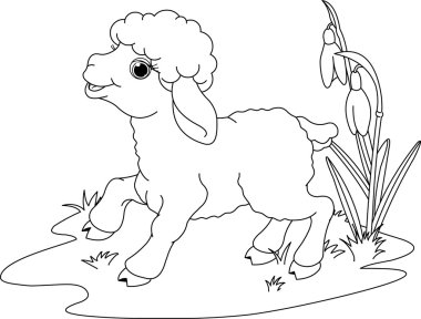 Easter lamb. Coloring page clipart