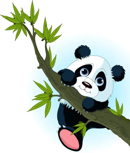 Giant panda climbing tree — Stock Vector