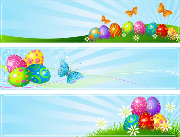 Différentes bannières de Pâques — Image vectorielle