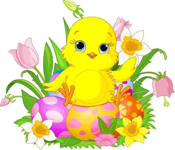 Happy Easter chick — Stock Vector