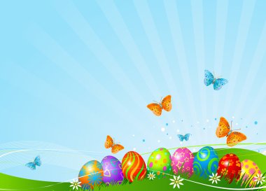 Beautiful Easter eggs background clipart