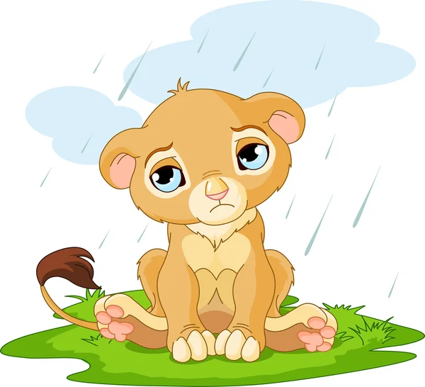 Triest Leeuw cub — Stockvector