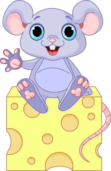 Mouse on cheese — Stock Vector