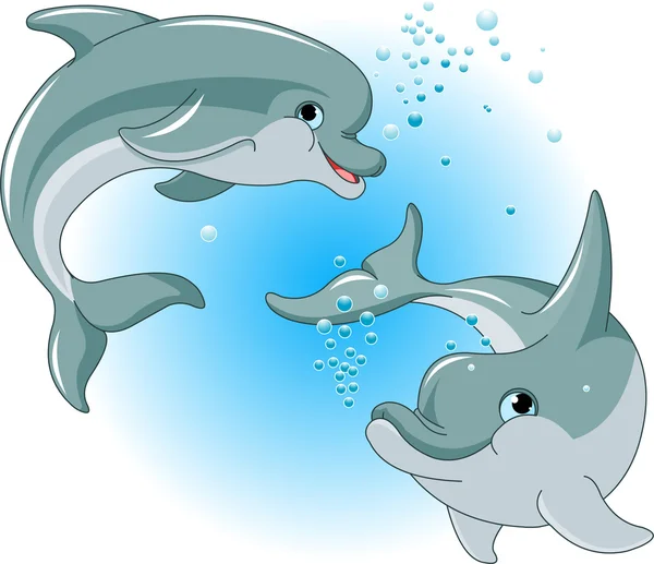 Pareja de delfines — Vector de stock