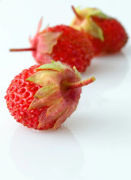 Erdbeeren auf weißem Hintergrund, vertikal. — Stockfoto