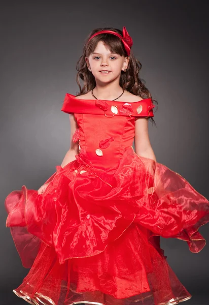 Mooie Kleine Prinses Dansen Luxe Jurk — Stockfoto