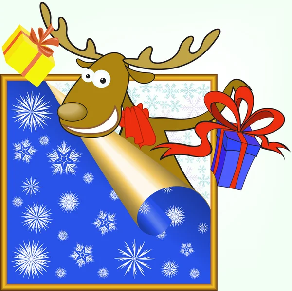 Elk with gifts — Stock Vector