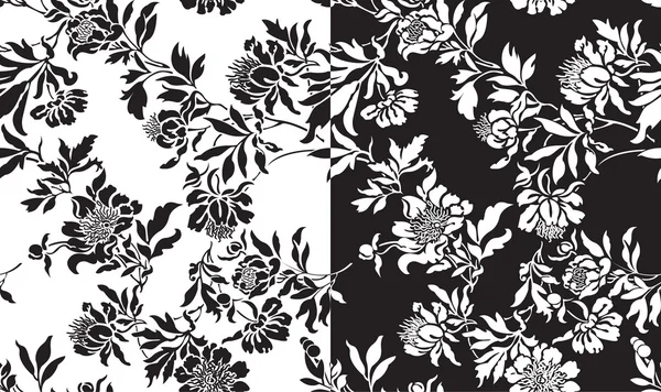 Un ensemble de motifs sans couture noir et blanc — Image vectorielle