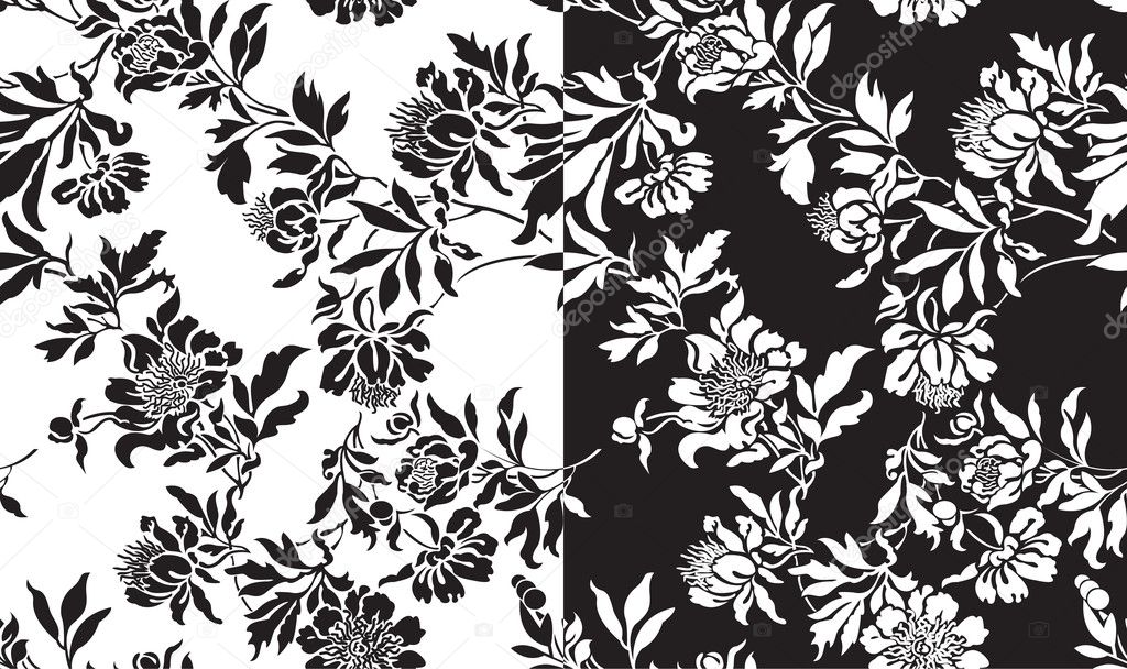 A set of black and white seamless patterns