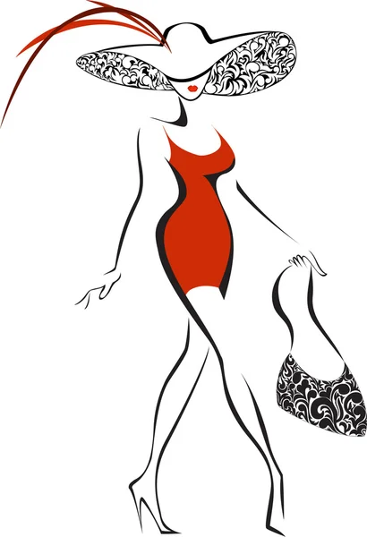 Femme en rouge — Image vectorielle
