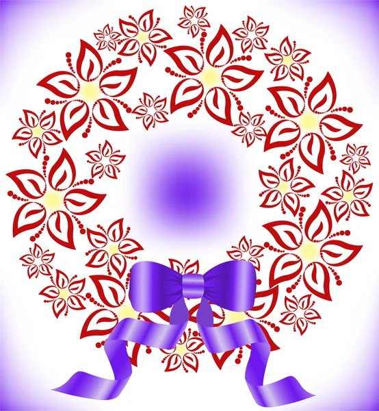 Couronne florale rouge — Image vectorielle