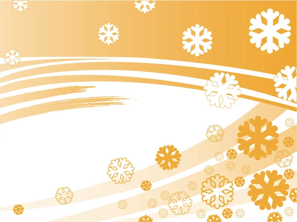 Rayures orange avec flocons de neige — Image vectorielle