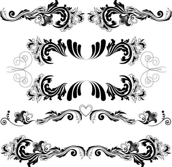 白い背景の上の つの黒の抽象的なパターンのセット — ストックベクタ