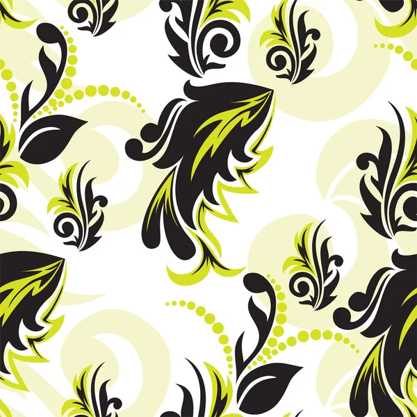 Abstract Floral Naadloze Patroon Van Zwart Groen — Stockvector