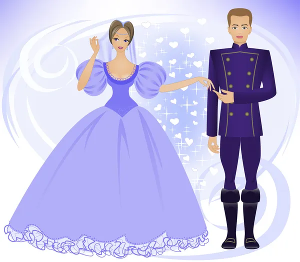 Prins och prinsessa — Stock vektor