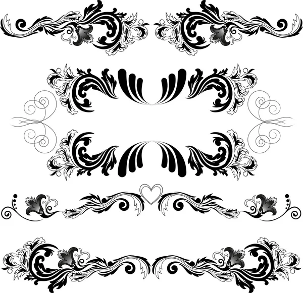 Beyaz Zemin Üzerine Siyah Dört Soyut Desenleri — Stok Vektör