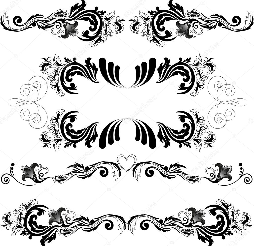 Set of four black abstract patterns on a white background
