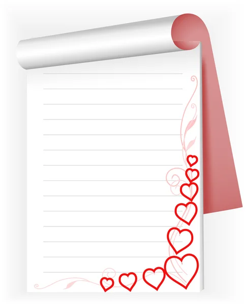 Cuaderno con corazones 2 — Vector de stock