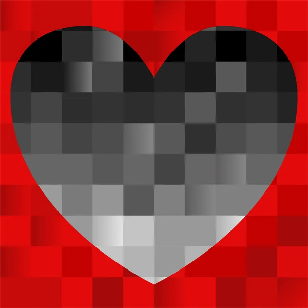 Coeur noir sur rouge — Image vectorielle