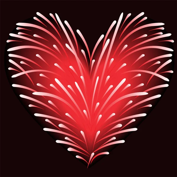 Fireworks kalp — Stok Vektör