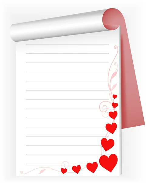 Σημειωματάριο με καρδιές — Διανυσματικό Αρχείο