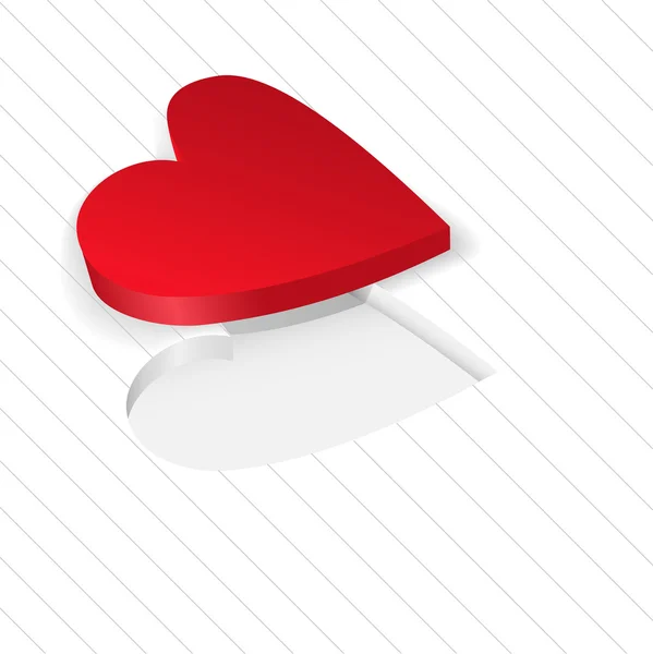Rotes Herz Liegt Auf Weißem Hintergrund Diagonal Gestreift — Stockvektor