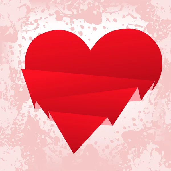 Salpicado Fondo Rosa Con Corazón Roto Papel Rojo — Vector de stock