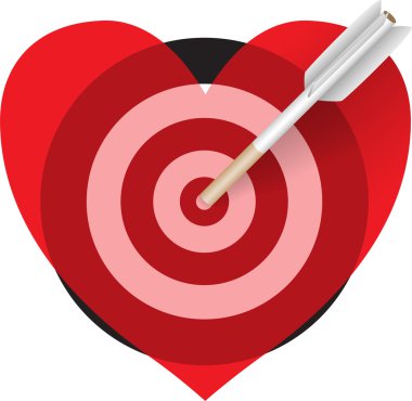 Target in the form of red hearts smitten cigarette clipart