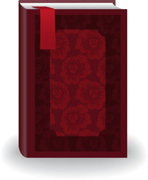 Grand Livre Rouge Couverture Avec Des Fleurs Signet — Image vectorielle