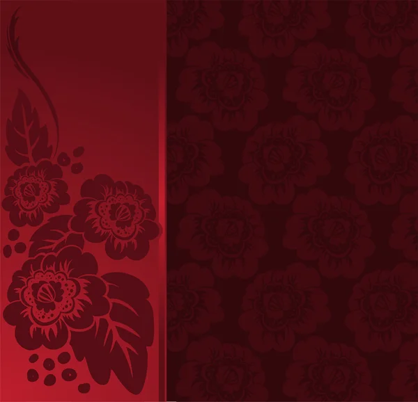 Asymmetrischer Roter Hintergrund Mit Den Blüten Eines Breiten Senkrechten Streifens — Stockvektor