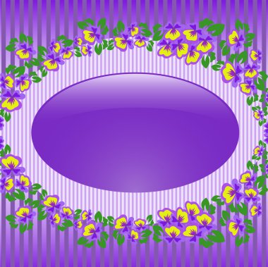 Oval frame with violets clipart