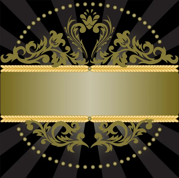 Černé pozadí s bronzovou ornament — Stockový vektor