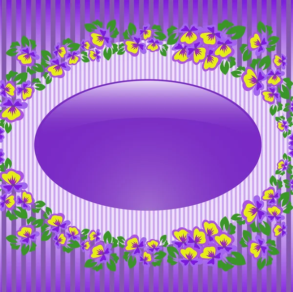 Oval frame with violets — Stock Vector
