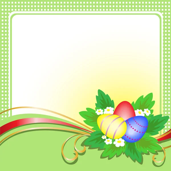 Huevos de Pascua en tarjeta verde — Archivo Imágenes Vectoriales