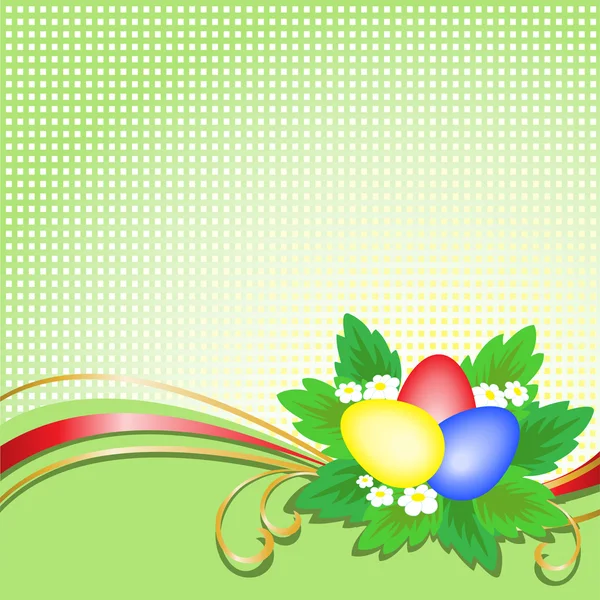 Œufs de Pâques sur fond damier — Image vectorielle