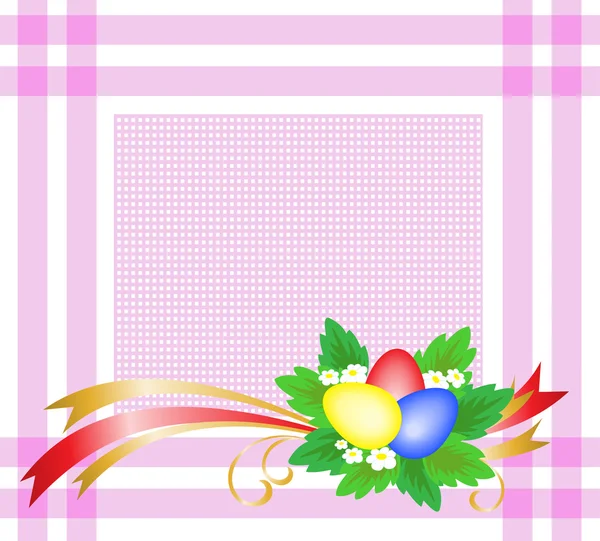 粉色桌布上的复活节彩蛋 — 图库矢量图片