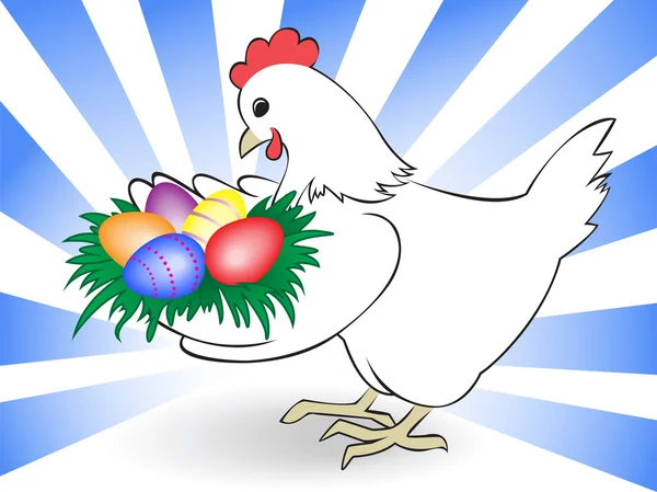 Gallina portare uova di Pasqua — Vettoriale Stock