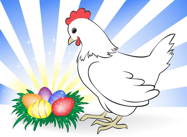 鸡用的复活节彩蛋 — 图库矢量图片