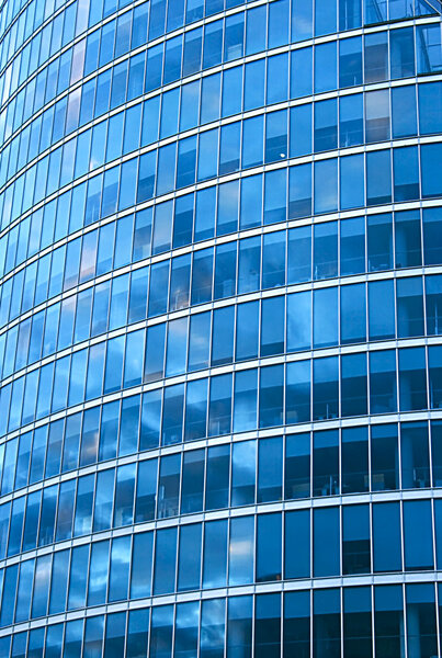 Glass wall of office building