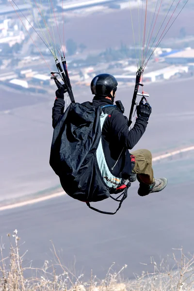 Start Paraglider Från Gilboa Berg Israel — Stockfoto