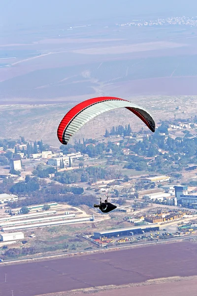Parapente Voando Das Montanhas Gilboa Israel — Fotografia de Stock