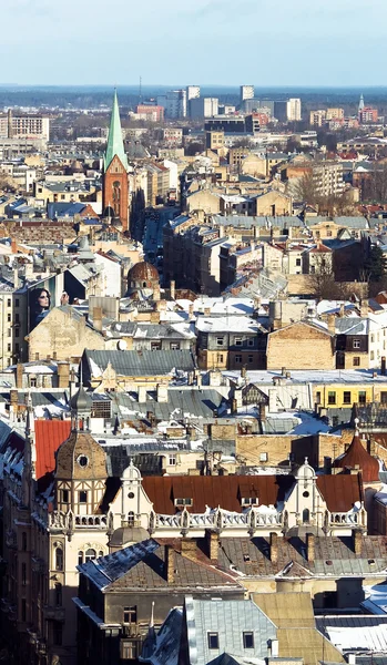 Visa Riga Från Ovan Med Gertruda Katolsk Kyrka — Stockfoto